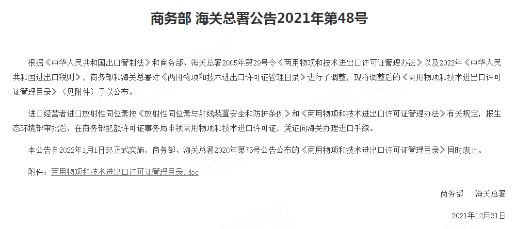 进出口许可证,目录,化学品,海关总署,商务部,48号令 进出口许可证,目录,化学品,海关总署,商务部,48号令